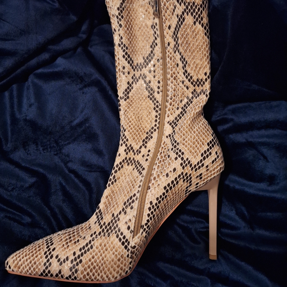 Simmi London Snake Print Heeled Boots - Picture 4 of 5